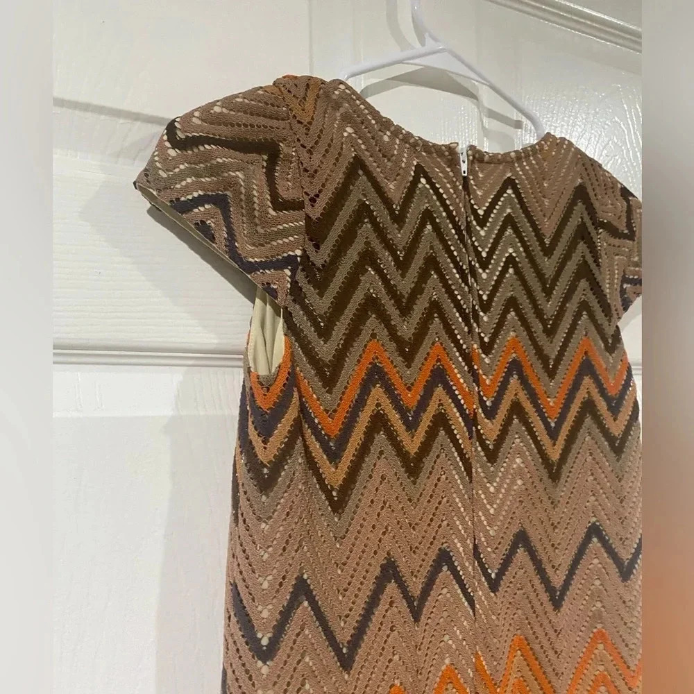 VaVa by Joy Han Size XS Vintage Boho Crocheted Cap Sleeve 70s Brown Tan Orange - Picture 10 of 13